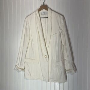 Per Se by‎ Carlisle Ivory Linen Blend Blazer Size 14 Single Button Notch Collar